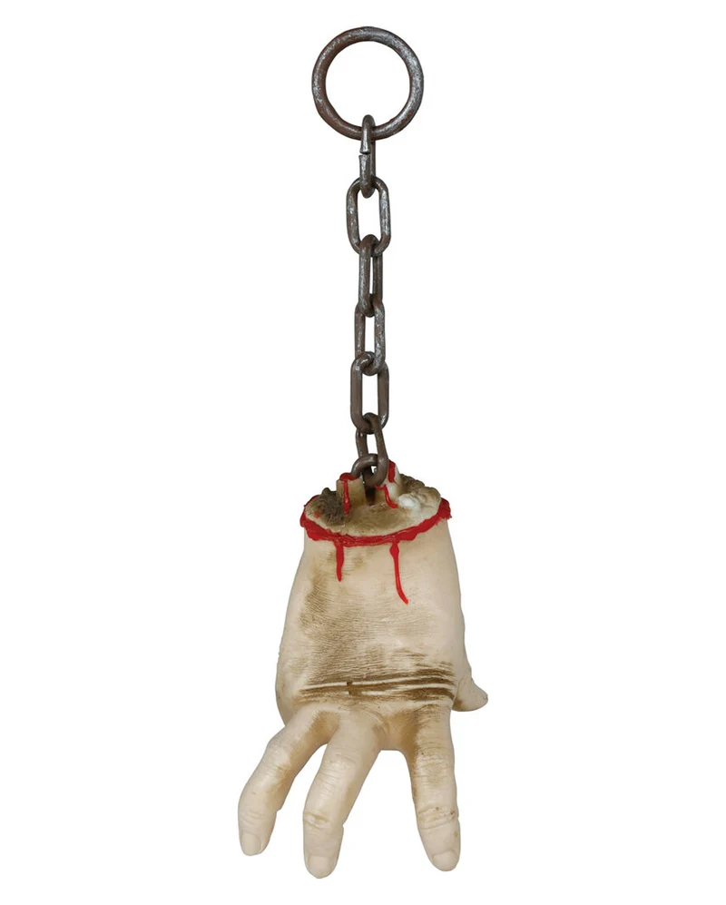 Blutige abgehackte Hand mit rostiger Kette 40cm