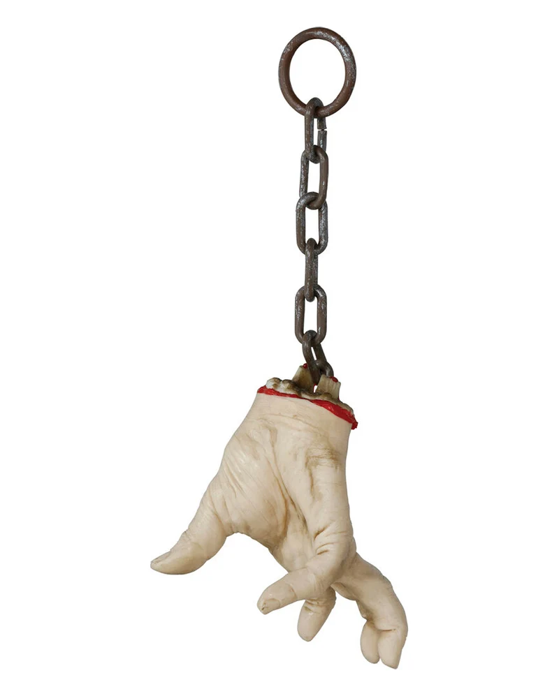 Blutige abgehackte Hand mit rostiger Kette 40cm