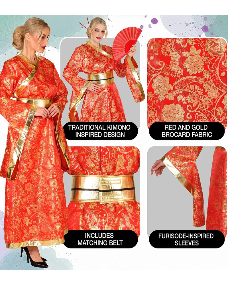 Kimono Kostümkleid mit Gürtel