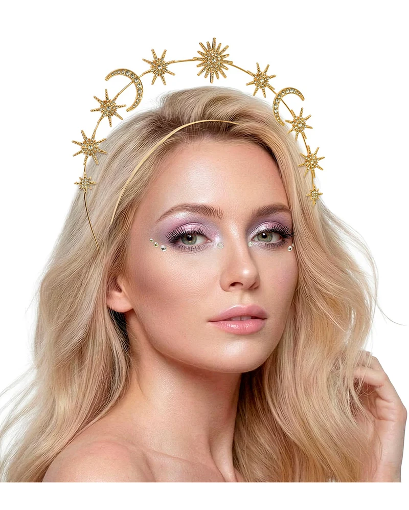 Goldenes Mystic Diadem Sonne Mond Sterne