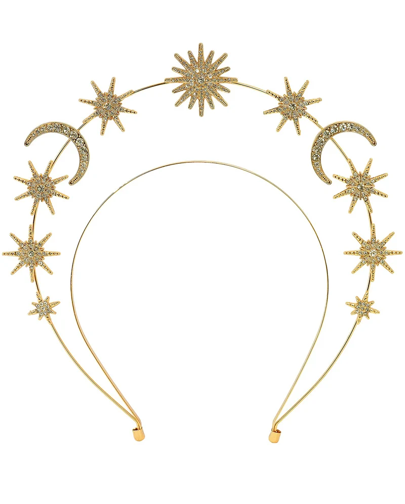 Goldenes Mystic Diadem Sonne Mond Sterne