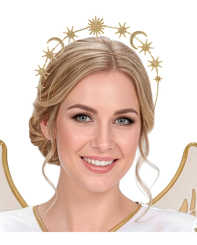Goldenes Mystic Diadem Sonne Mond Sterne