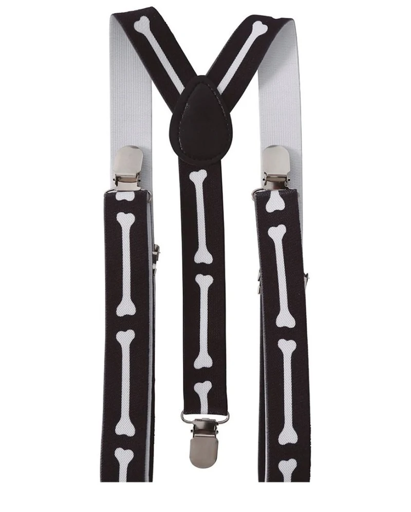 Halloween Skelett Hosenträger mit Knochenmotiv