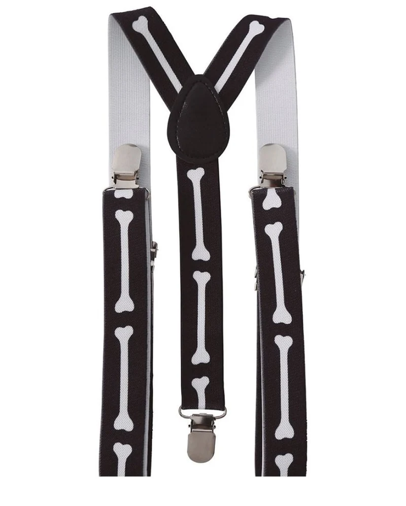 Halloween Skelett Hosenträger mit Knochenmotiv