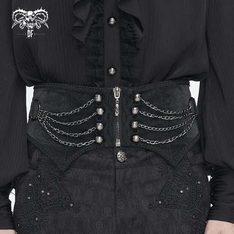 Unregelmäßiger Gothic-Gürtel mit mehreren Ketten und Reißverschluss für Herren
