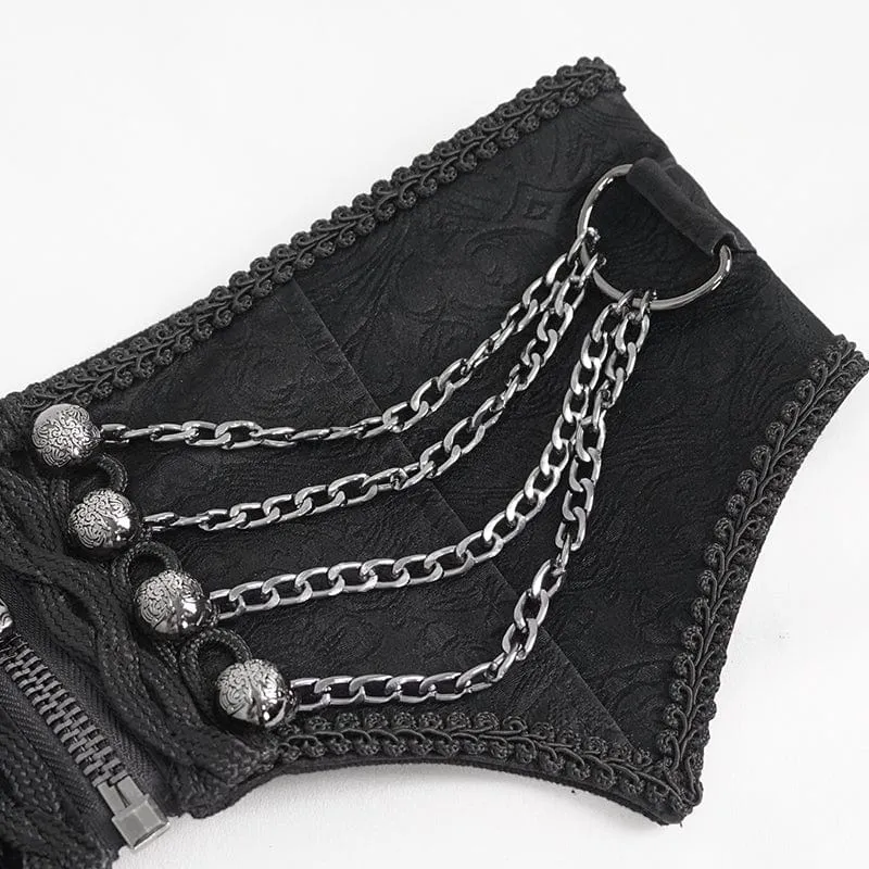 Unregelmäßiger Gothic-Gürtel mit mehreren Ketten und Reißverschluss für Herren