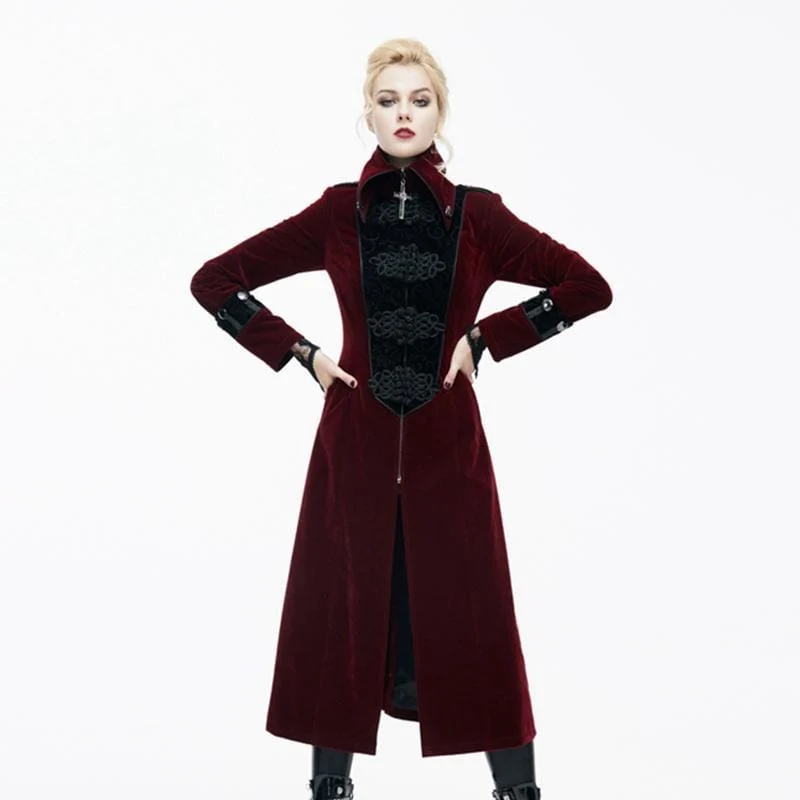 Damen Goth Princess Cut Mantel mit aufwendigen Froschverschluss