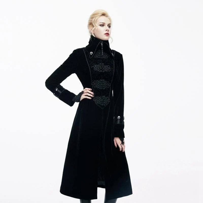 Damen Goth Princess Cut Mantel mit aufwendigen Froschverschluss