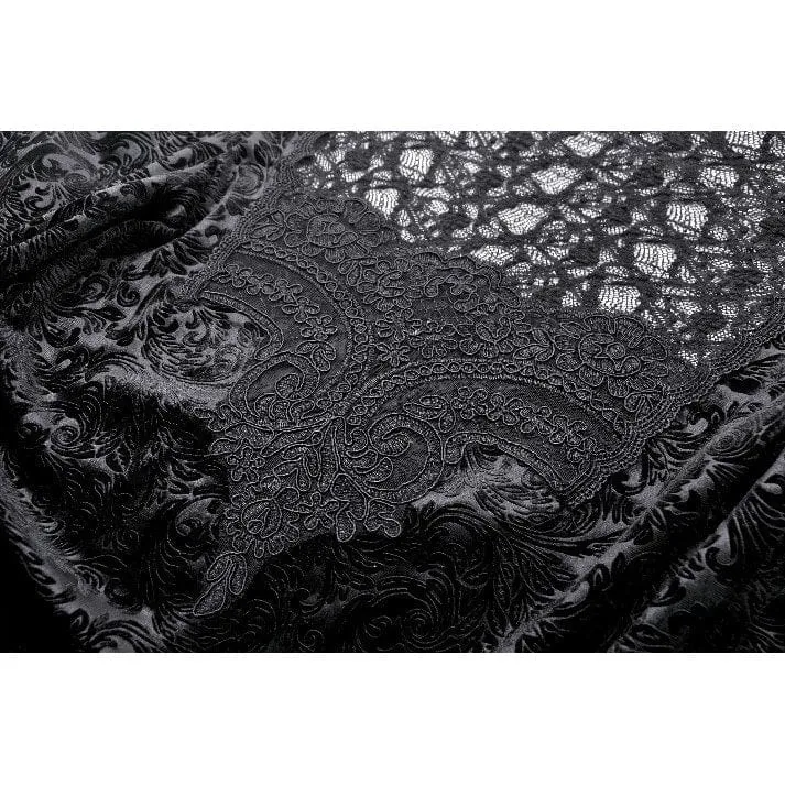 Langärmliges Gothic-Shirt mit Blumenspitze für Damen