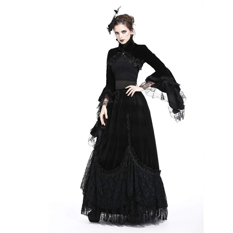 Damen Rosette Velour Goth Cape