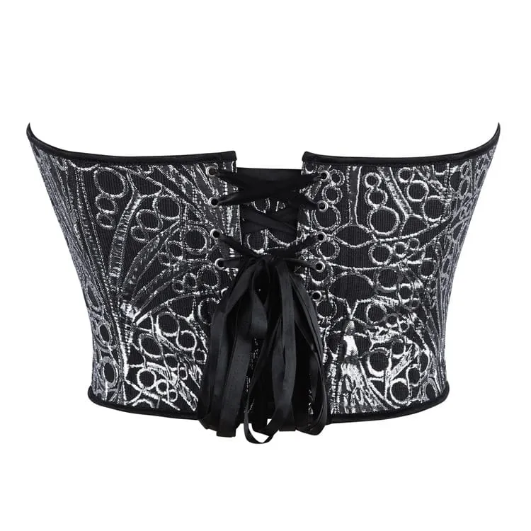 Gothic-Herz-V-Ausschnitt Jacquard-Schnürkorsett für Damen mit Überbrustumfang