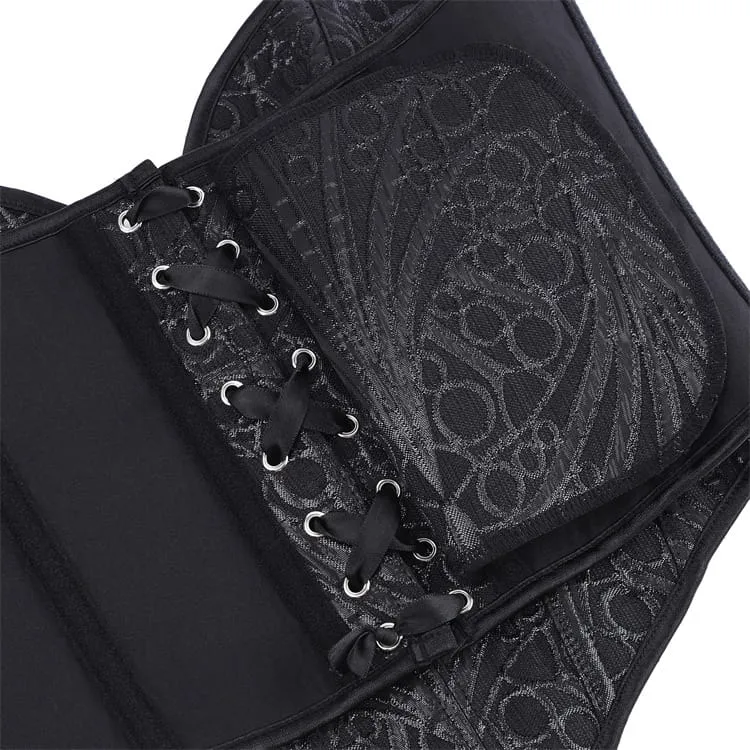 Gothic-Herz-V-Ausschnitt Jacquard-Schnürkorsett für Damen mit Überbrustumfang