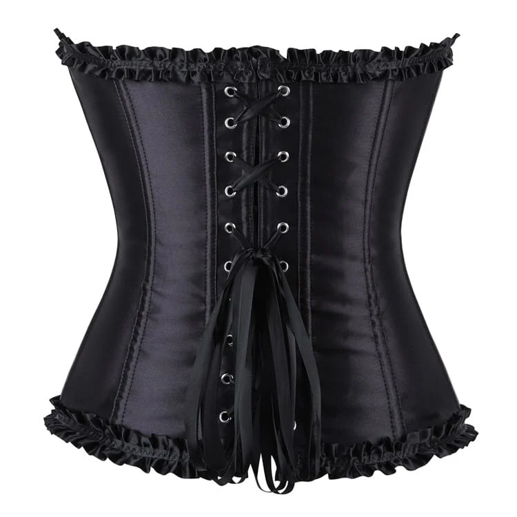 Gothic-Korsett für Damen mit Rüschenbesatz und Schnürung über der Brust