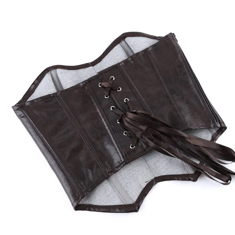 Gothic-Korsett für Damen im Used-Look mit Schnürung und Überbrustumfang
