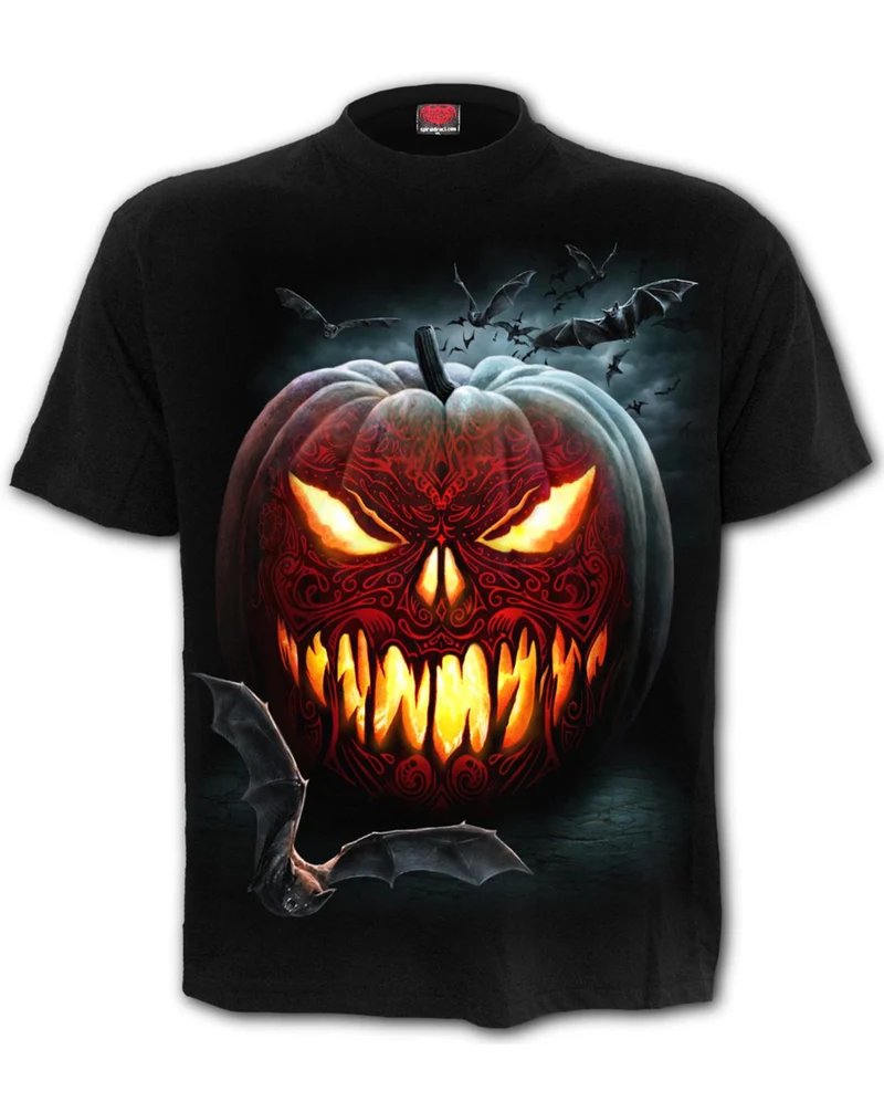 Schwarzes Halloween Kürbis T-Shirt