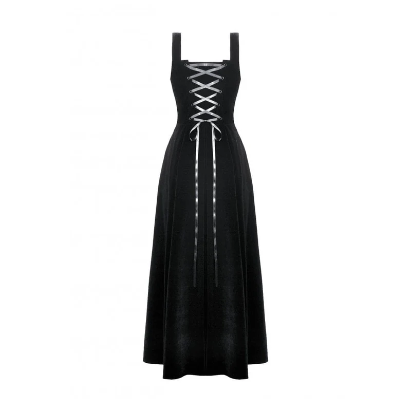 Gothic-Unterkleid aus Samt mit Stickerei und Hörnern für Damen zum Schnüren