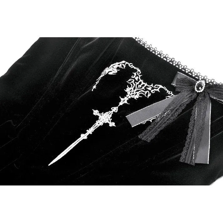Gothic-Unterkleid aus Samt mit Stickerei und Hörnern für Damen zum Schnüren