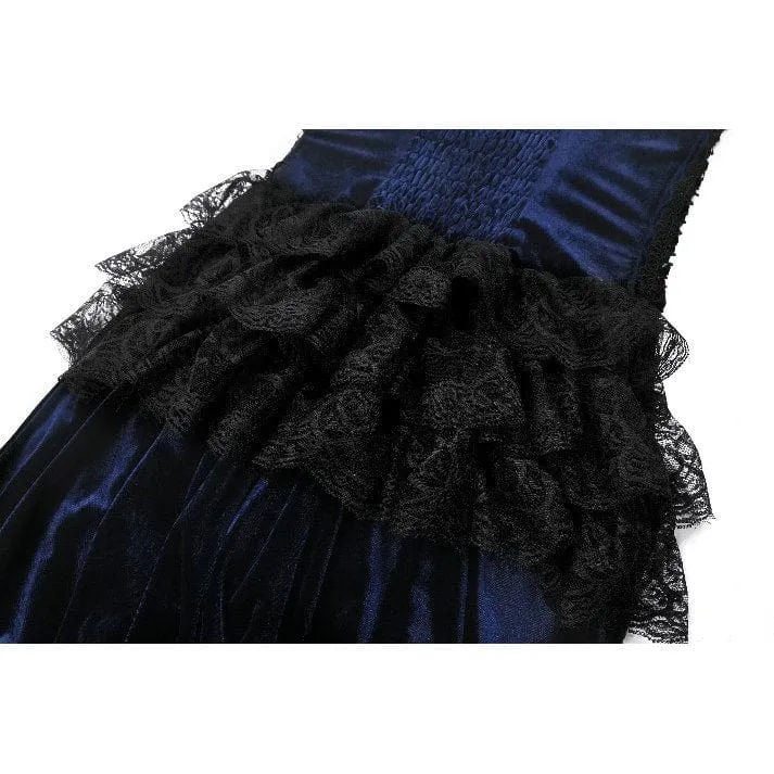 Gothic-Brautkleid mit floralem, mehrlagigem Spitzenbesatz und asymmetrischem Saum