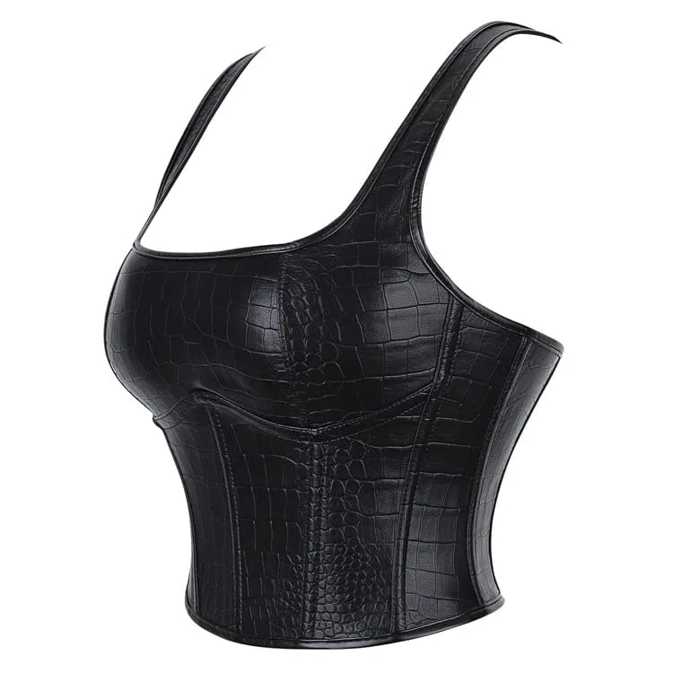 Gothic-Korsett für Damen mit Krokodilprägung und Überbrustriemen