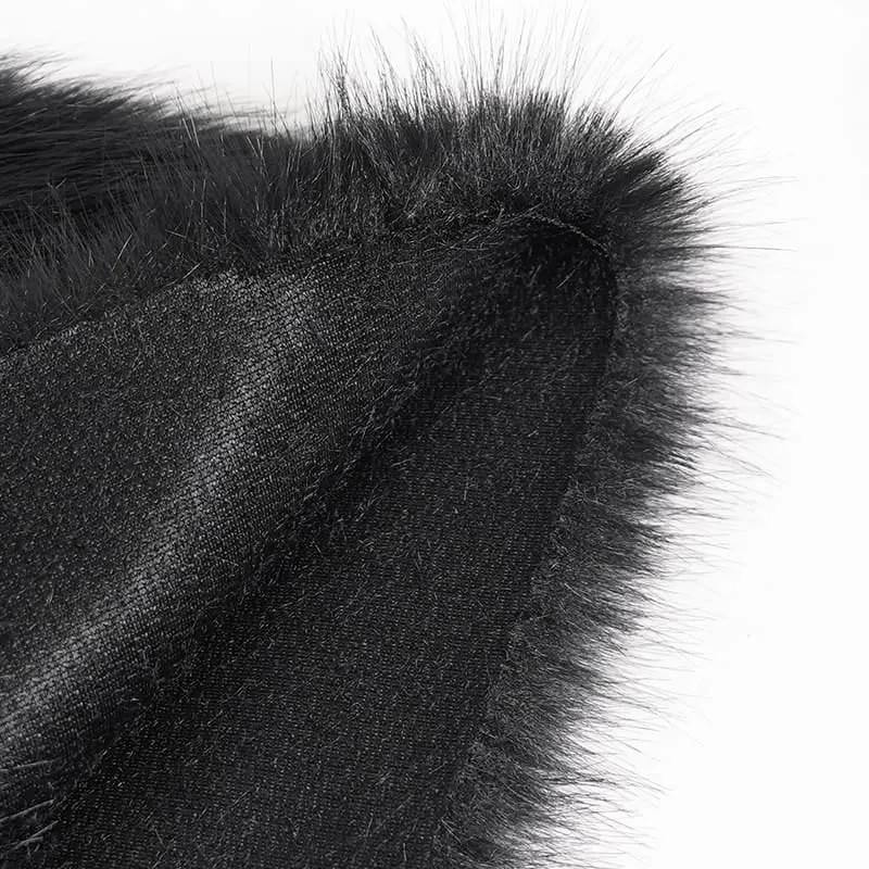 Schwarze Gothic-Beinstulpen mit Plüschketten für Damen