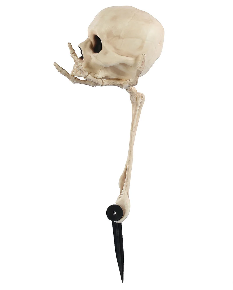 Skeletthand mit Totenschädel Gartenstecker