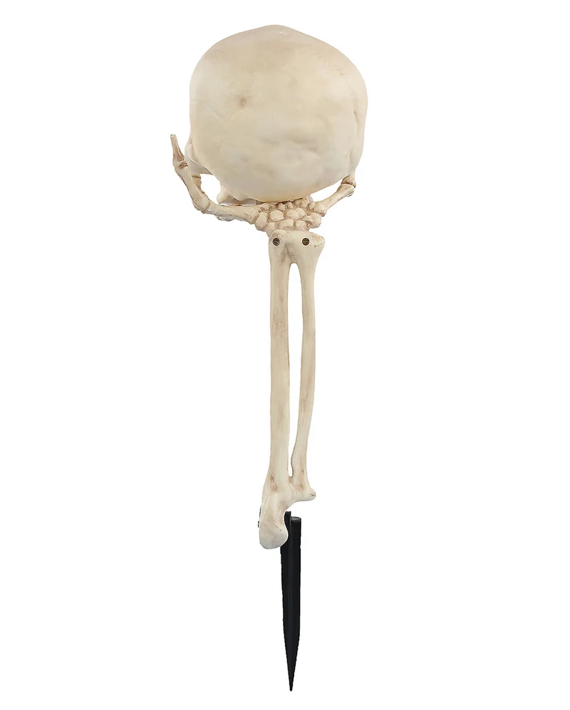 Skeletthand mit Totenschädel Gartenstecker