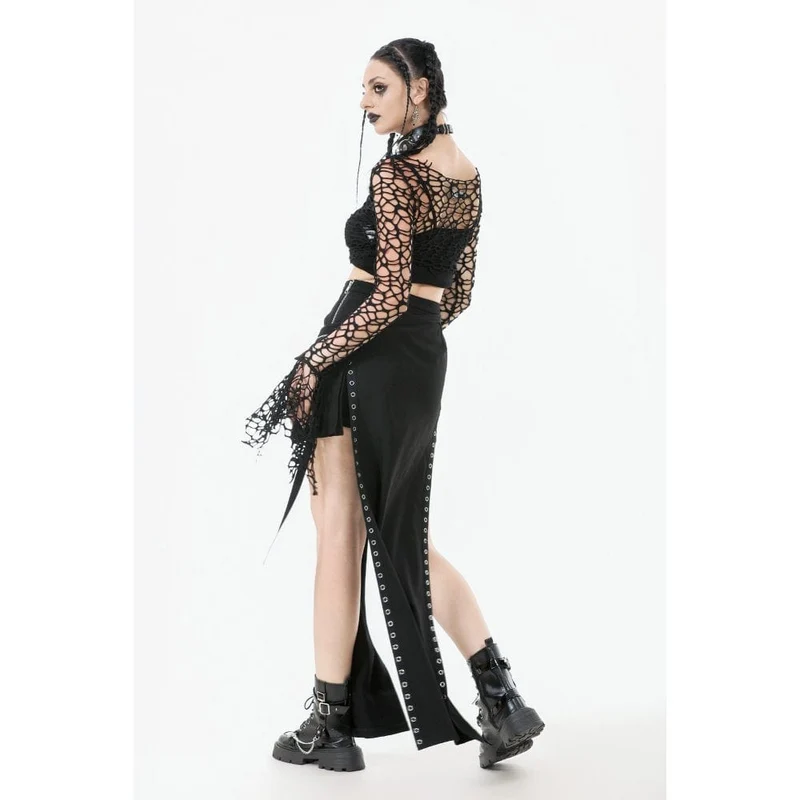 Gothic-Crop-Top mit ausgestellten Ärmeln für Damen
