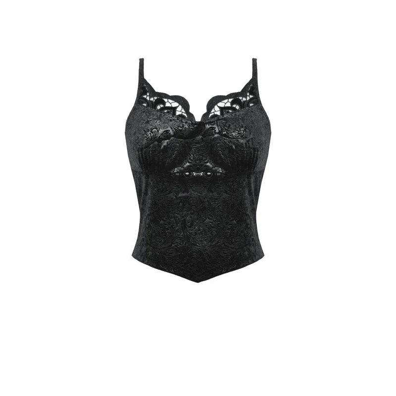 Tanktop aus Gothic-Samt mit Prägung für Damen