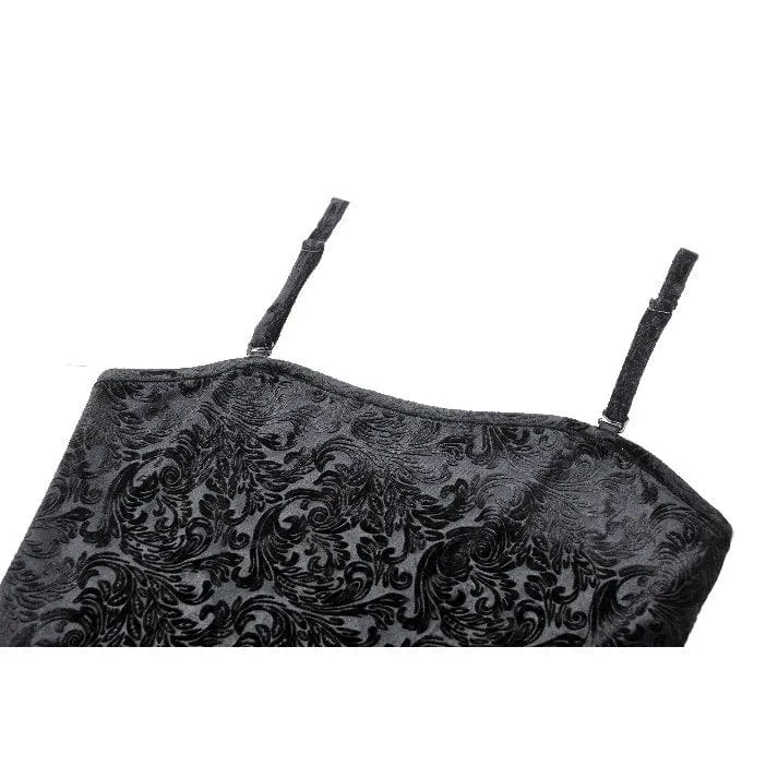 Tanktop aus Gothic-Samt mit Prägung für Damen