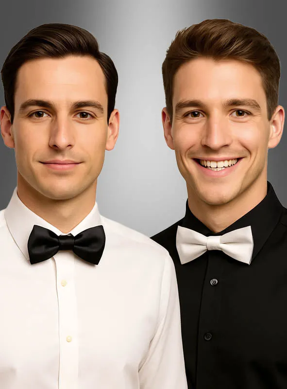 Satin Fliegen für Herren schwarz oder weiß
