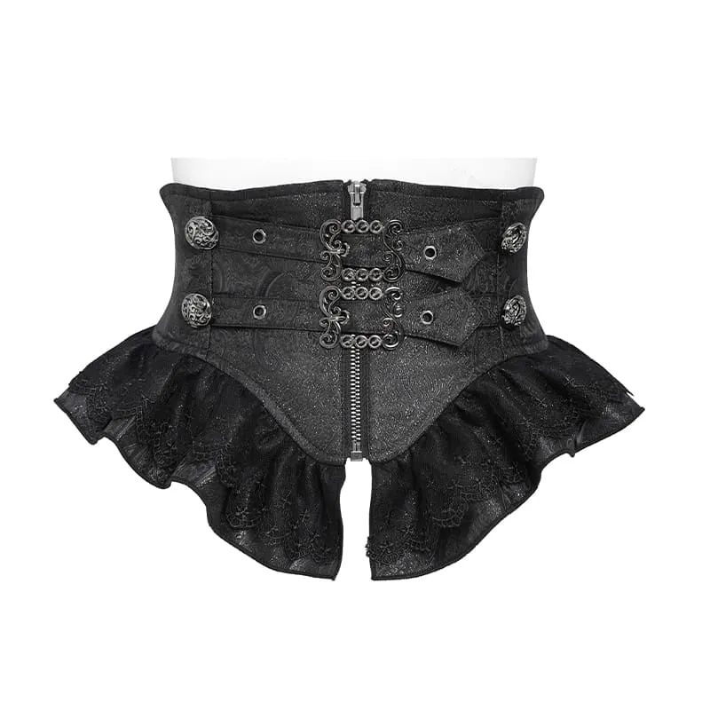Gothic-Gürtel für Damen mit Rüschen, Schnallen und Schnürung