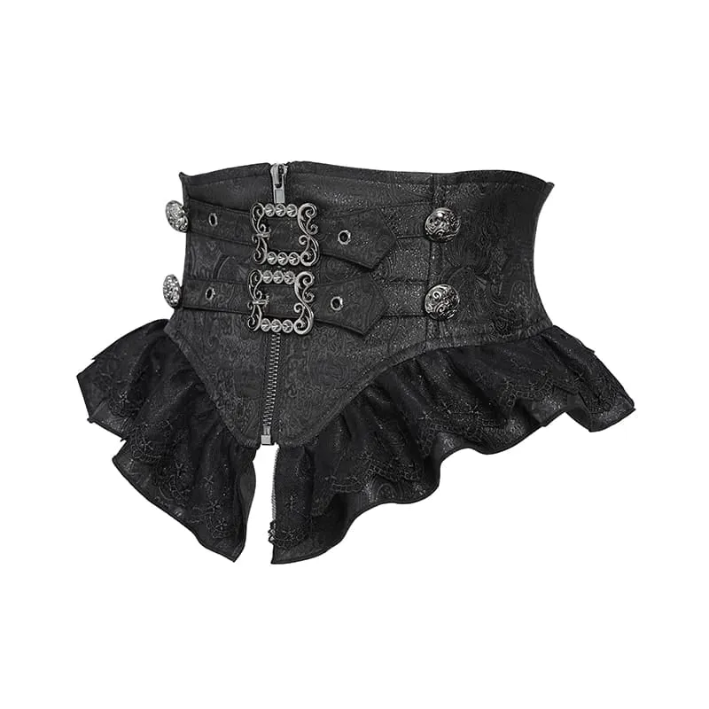 Gothic-Gürtel für Damen mit Rüschen, Schnallen und Schnürung