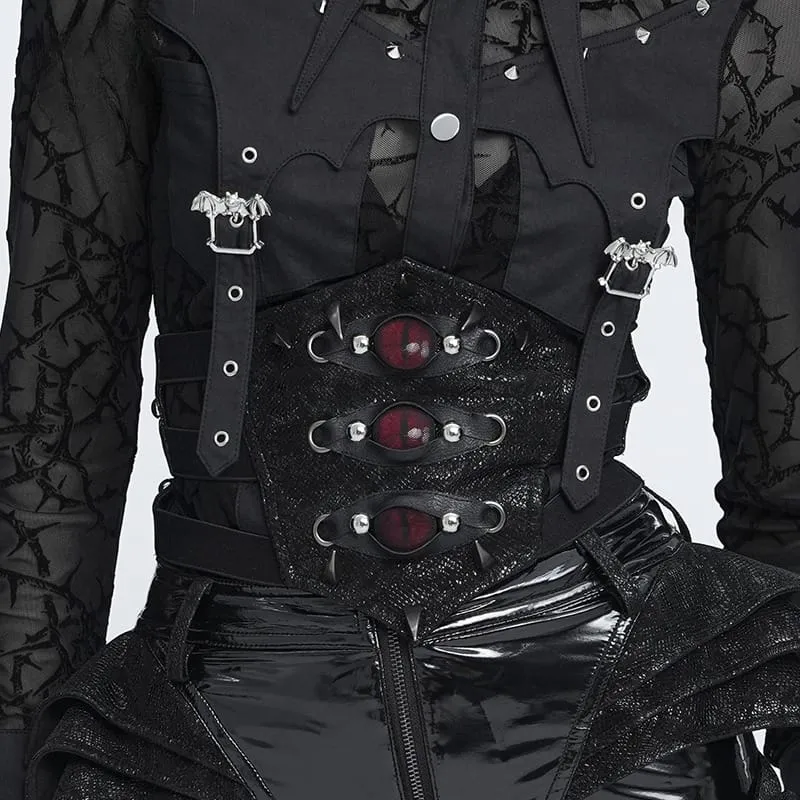 Gothic-Gürtel mit Stacheln und bösen Augen für Damen