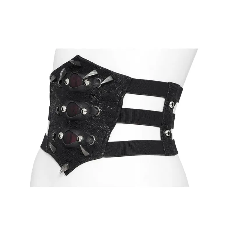 Gothic-Gürtel mit Stacheln und bösen Augen für Damen