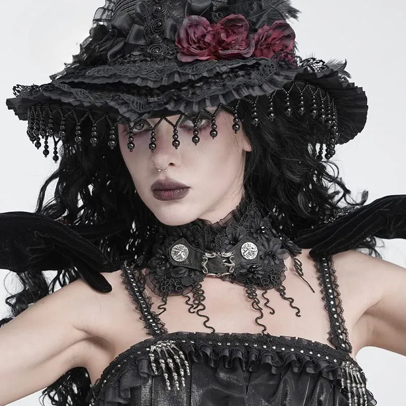 Gothic-Halskette für Damen mit Blumenquasten