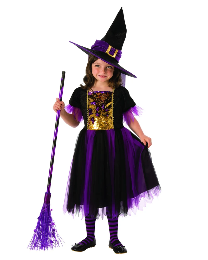 Glitter Pailletten Hexe Kinderkostüm