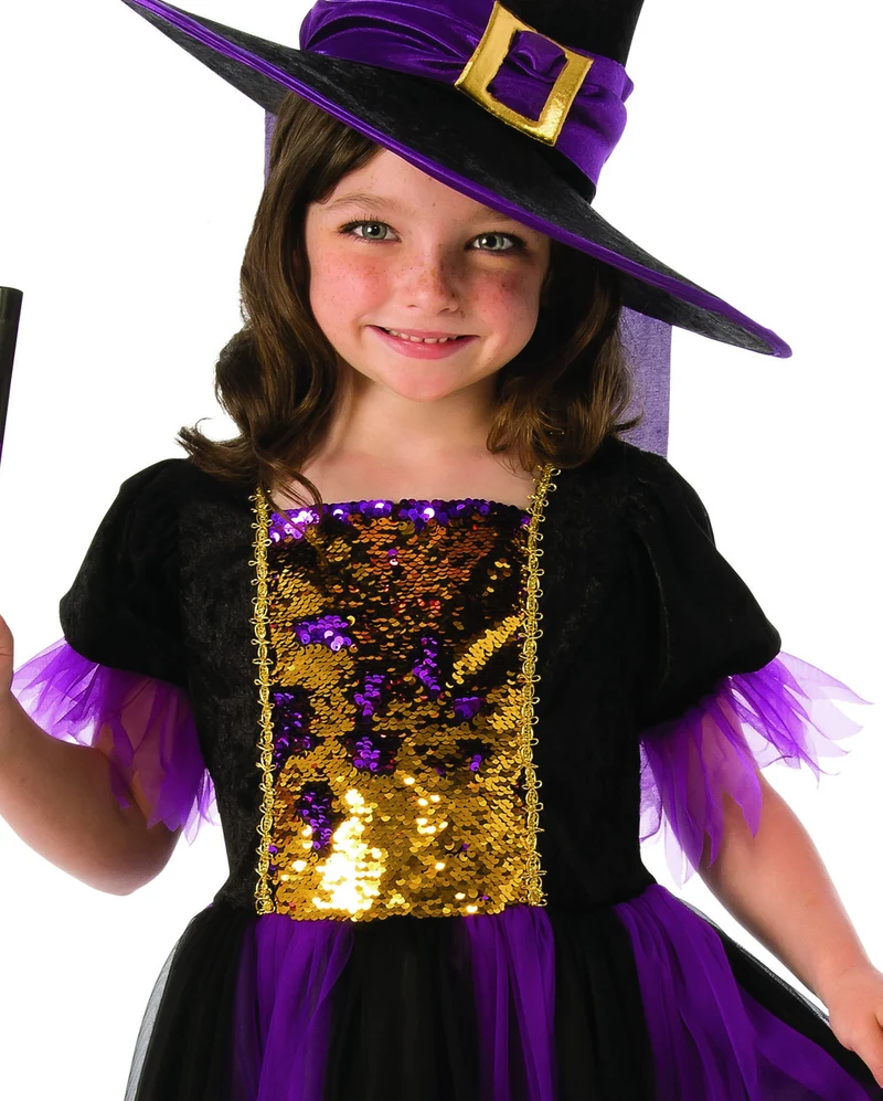 Glitter Pailletten Hexe Kinderkostüm