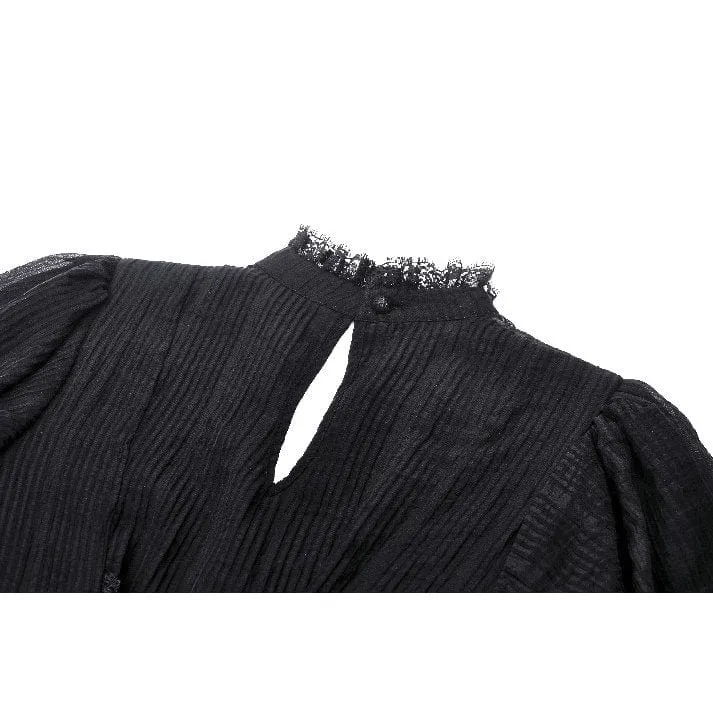 Gothic-Hexenkleid mit Puffärmeln und Spinnennetz-Muster für Damen