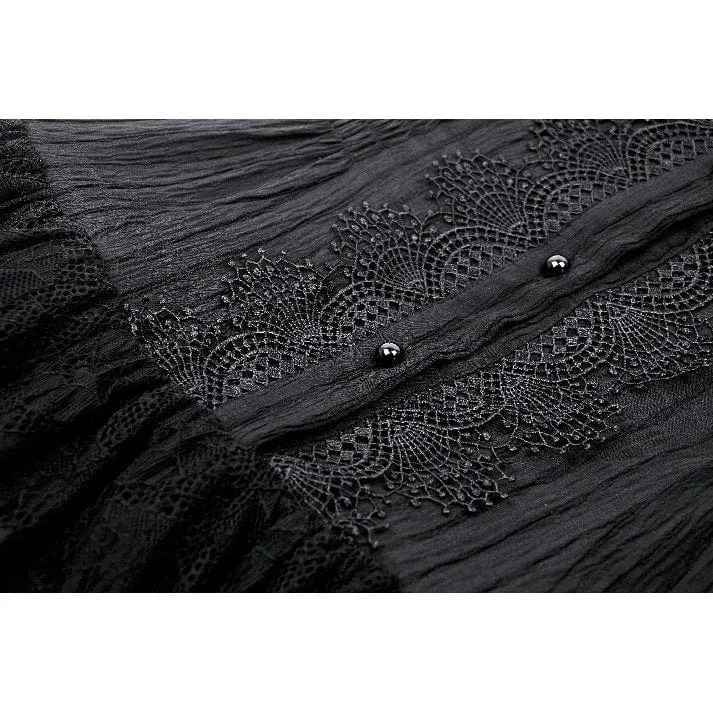 Gotisches Heimkehrkleid mit Cheongsam-Kragen und Rüschen für Damen