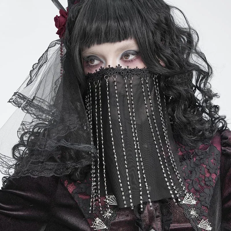 Gothic-Maske für Damen mit Perlenquasten