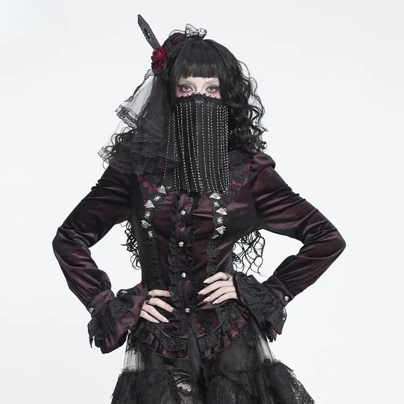Gothic-Maske für Damen mit Perlenquasten