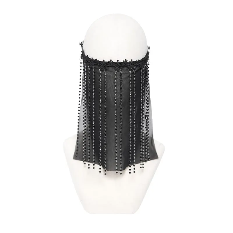 Gothic-Maske für Damen mit Perlenquasten