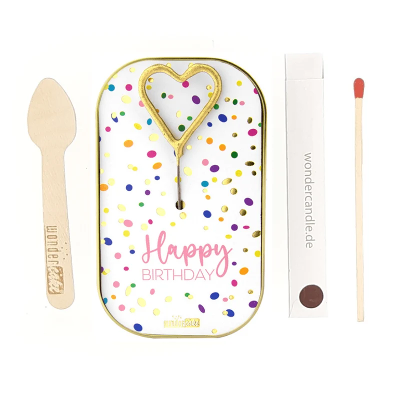 Wondercake "Happy Birthday" Konfetti mit Herz-Wunderkerze