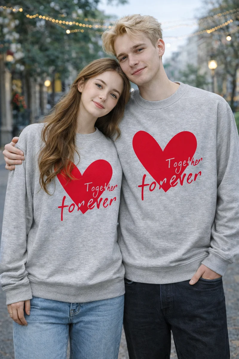 Grauer Pullover Mit Rosa Herz