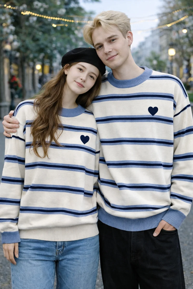 Gestreifter Pullover Mit Herz