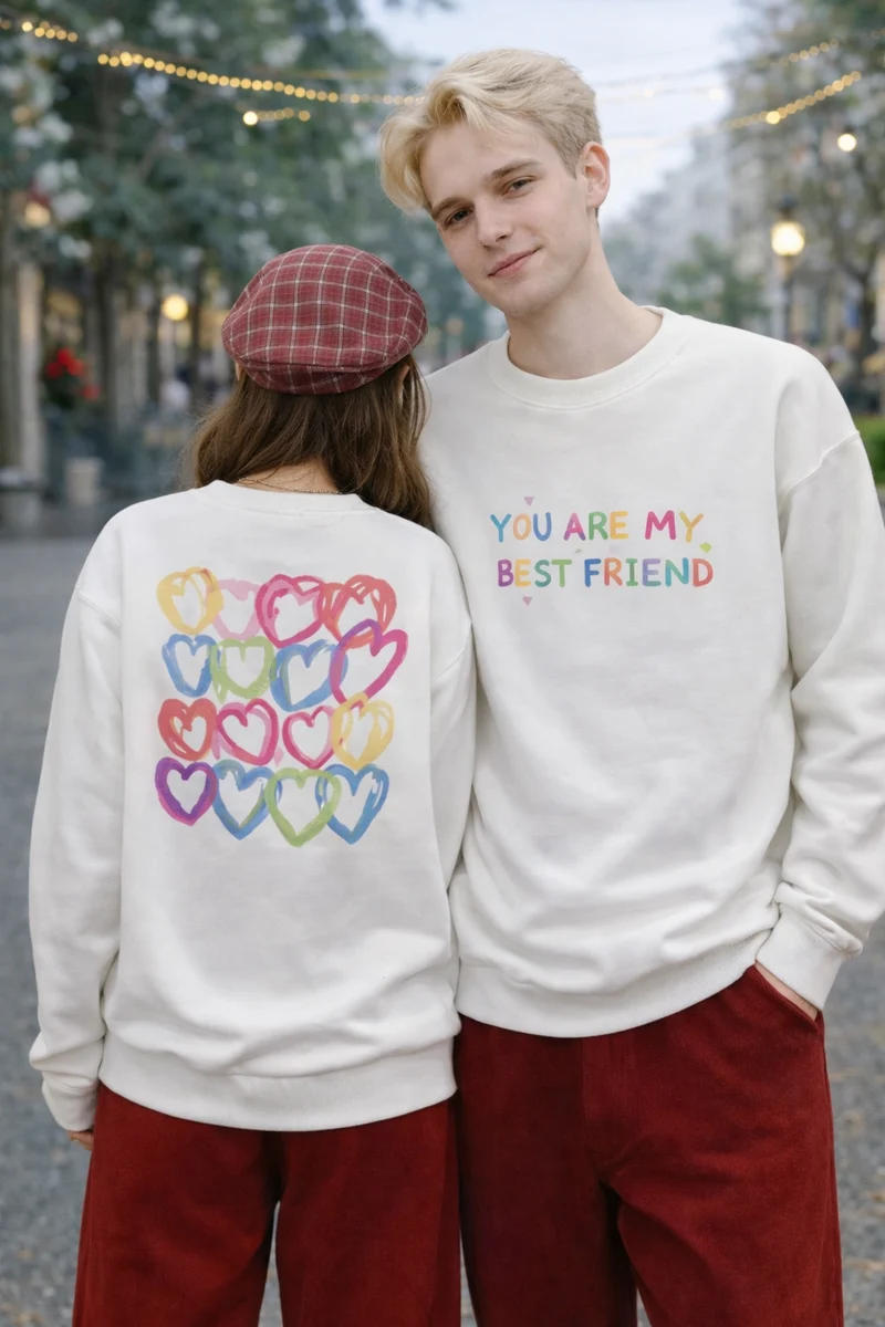 Weißer Pullover Mit Herzen