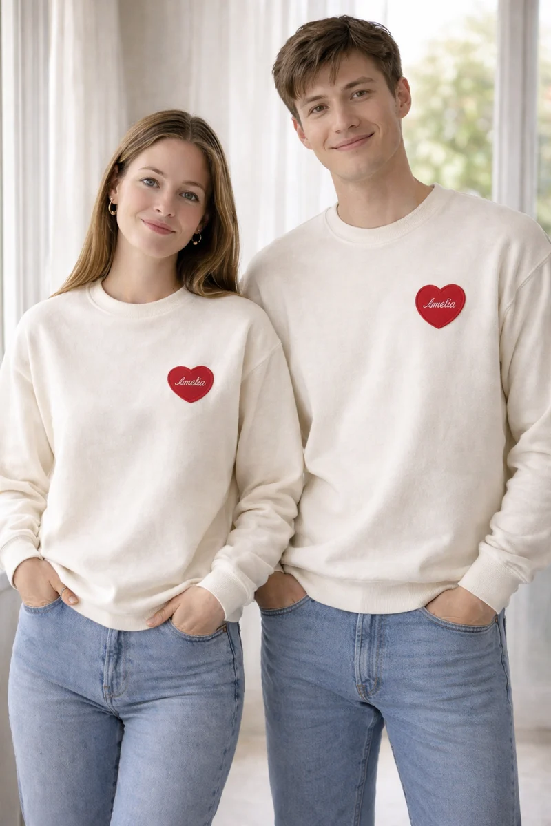 Weißer Pullover Mit Roten Herzen