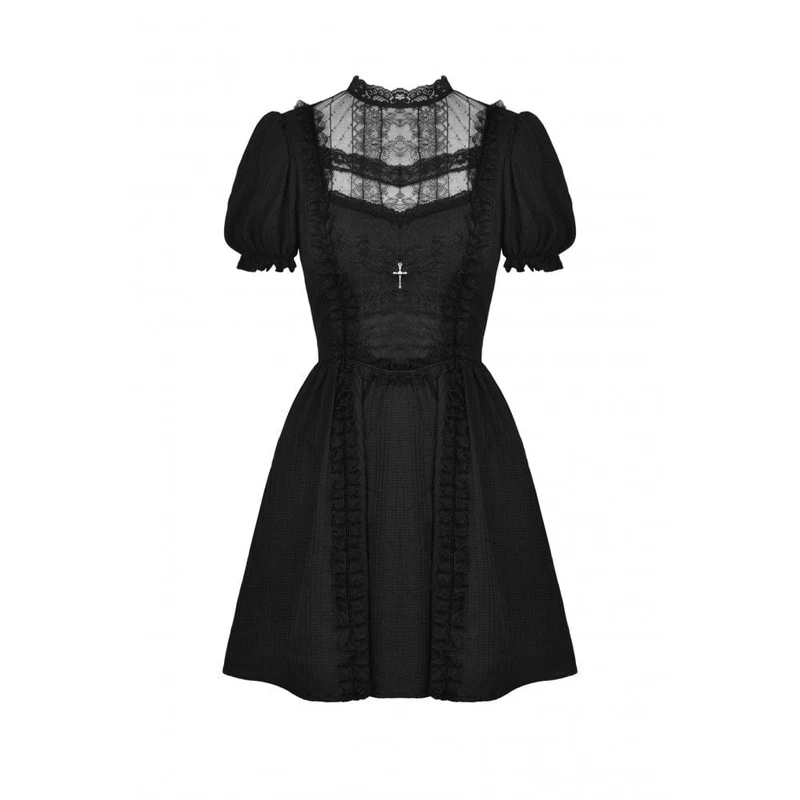 Damen Gothic Lolita Puffärmel Spitzenpuppenkleid