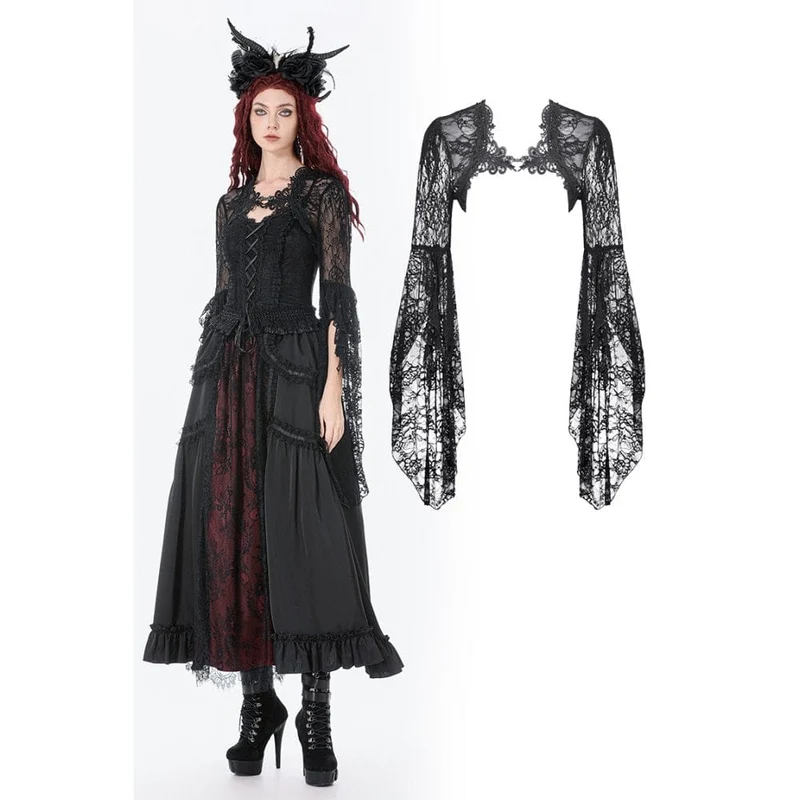Gothic-Cape für Damen mit Spitzenbesatz und ausgestellten Ärmeln