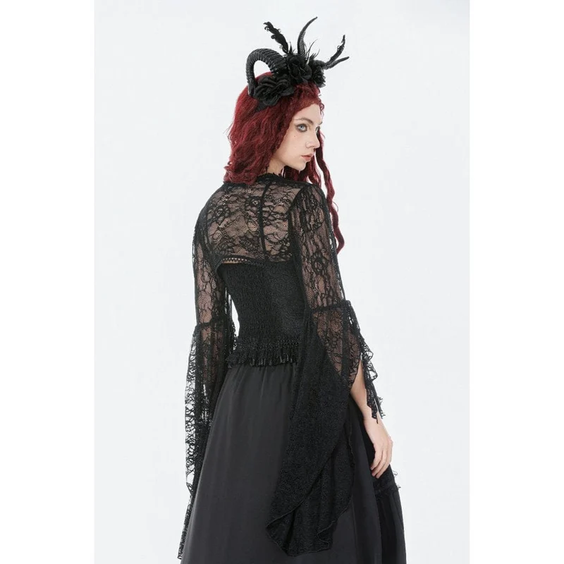 Gothic-Cape für Damen mit Spitzenbesatz und ausgestellten Ärmeln